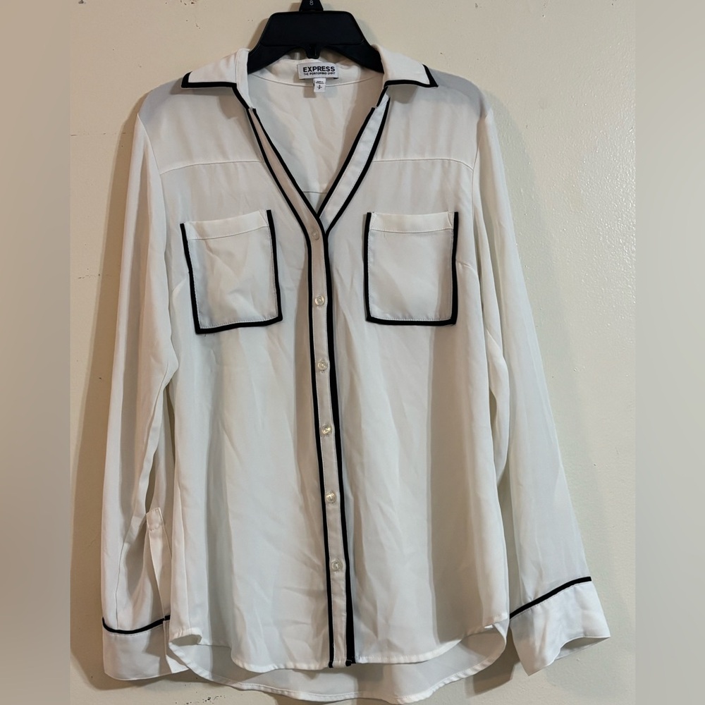 Express Ivory Button-Down With Dark Edging Relaxe… - image 4